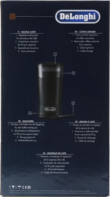 Кофемолка Delonghi KG200 170Вт сист.помол.:ротац.нож вместим.:90гр черный