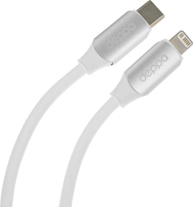 Кабель Deppa Silk 72537,  Lightning (m) -  USB Type-C (m),  1.2м,  3A,  белый
