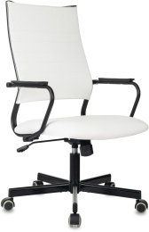 Кресло руководителя Бюрократ CH BALANCE PU, экокожа, до 150кг, топ-ган, фиксированные подлокотники,  белый