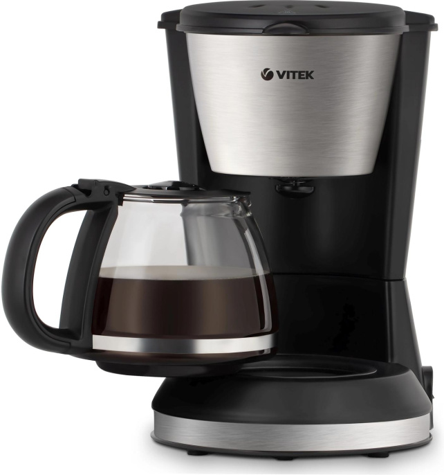 Кофеварка Vitek VT-1506 BK,  капельная,  черный  / серебристый
