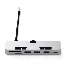 USB-концентратор Satechi Aluminum Type-C Clamp Hub Pro для new 2017 iMac и iMac Pro. Интерфейс USB-C. 3 разъема USB 3.0, 1 разъем USB-C, слоты для карты памяти SD, Micro SD. Цвет серебряный. (ST-TCIMHS)
