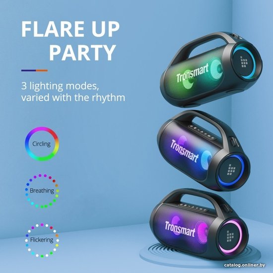Портативная колонка Tronsmart Bang SE 40W стереозвук, IPX6, Bluetooth 5.3, ультрапортативная с ручкой и съемным ремешком, 3 режима освещения, 60 Гц – 20 кГц, 24 часа