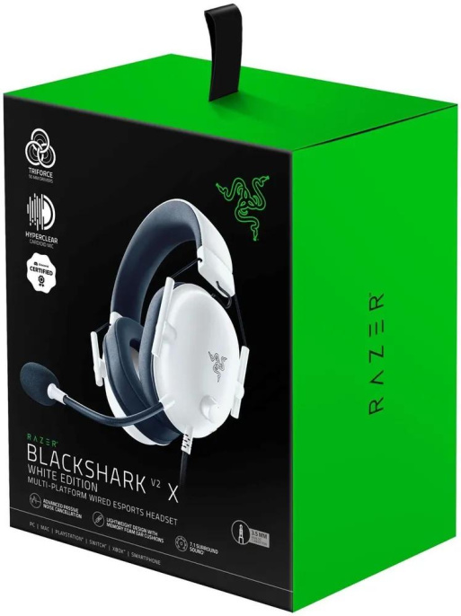 Гарнитура игровая Razer Blackshark V2 X,  для компьютера, мониторные,  проводные, белый  / черный [rz04-03240700-r3m1]