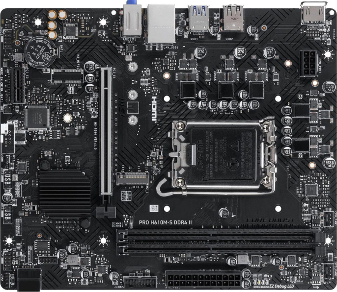 Материнская плата MSI PRO H610M-S DDR4 II Soc-1700 Intel H610 2xDDR4 mATX AC`97 8ch 7.1 GbLAN+HDMI