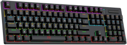 Клавиатура HAFF Synthblood (KBD-MK101) (механическая, проводная: USB, 108 клавиш, SNK switch (red), RGB- подсветка, LED Logo Screen, 1.6м плетеный кабель, цвет: черный/красный)
