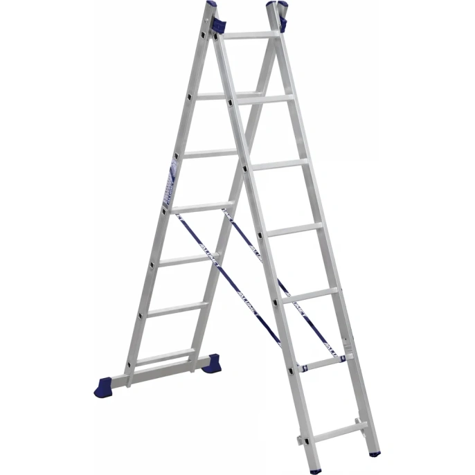 Лестница алюминиевая Алюмет 2х7 ступеней двухсекционная универсальная H2 5207