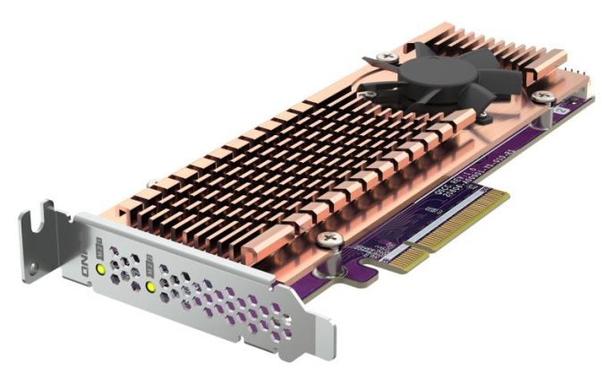 Плата расширения QNAP QM2-2P-384A 2 x M.2 22110 or 2280 PCIe Gen3 x8 NVMe SSD slots. Low-profile flat and Full-height brackets included.