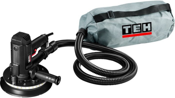 Шлифмашина для стен и потолков TEH TS18508 (мощность: 800 Вт, 1500-2500 об/мин: диаметр шлифплатформы: 180 мм, регулировка оборотов, подсветка, мешок для сбора пыли)