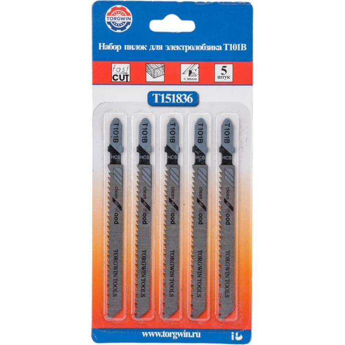 Пилка полотно для электролобзика Т101B, 5 шт TORGWIN T151836