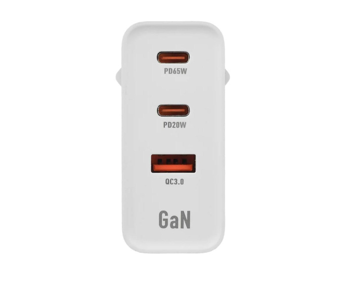 Сетевое З/У/ Сетевое З/У GoPower GPQC10 1USB+2Type-C 65W QC3.0 GAN белый (00-00028405)