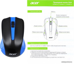 Мышь Acer OMW011 черный/синий оптическая 1200dpi USB 3but ZL.MCEEE.002