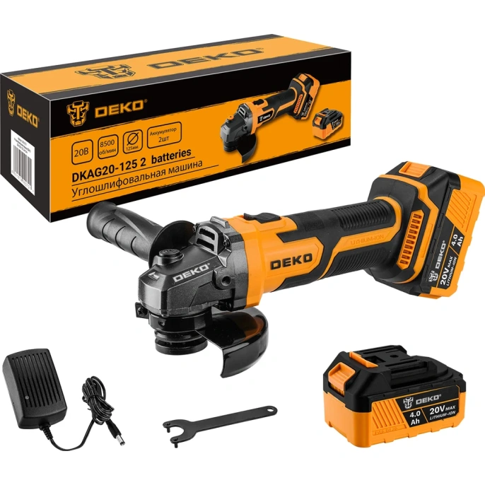 Углошлифовальная машина DEKO DKAG20-125, 2х4.0 Ач 063-2151