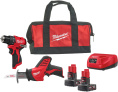 Набор инструментов Milwaukee M12BLPP2A-402B 4933499692 в наборе: бесщеточная дрель M12 BLDDRC-0, сабельная пила C12 HZ-0, напряжение аккумулятора: 12 В, 2 аккумуляторных блока M12 B4, зарядное устройство: С12 С, сумка подрядчика
