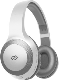 Наушники Digma BT-15, Bluetooth/3.5 мм, накладные, белый/серый [bt-15w]