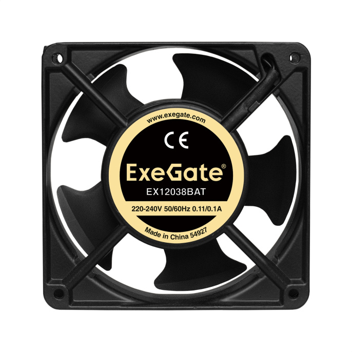 Вентилятор ExeGate EX289019RUS EX12038BAT 220-240V 120x120x38мм, двойной шарикоподшипник, клеммы, 2700RPM, 43dBA