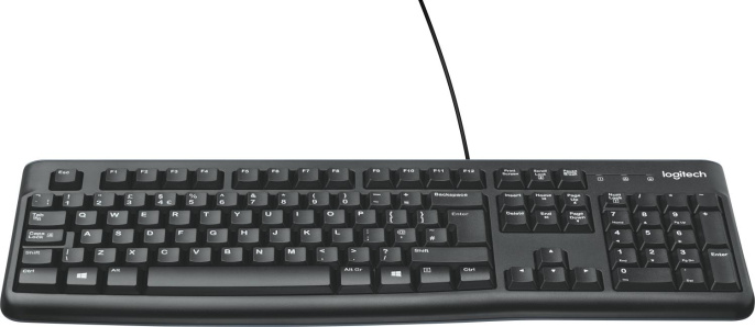 Клавиатура Logitech K120, проводная, USB, мембранная, заводское нанесение кириллицы, черный [920-002522]