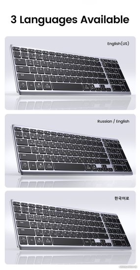 Клавиатура беспроводная UGREEN KU005 15956 2.4GHz Bluetooth5.0 Ultra Slim Wireless Keyboard. Цвет: серебристый