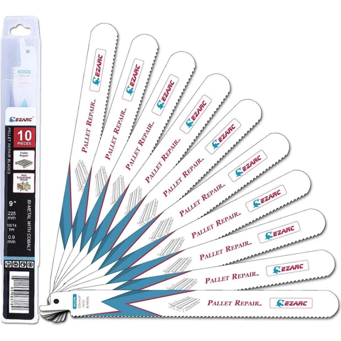 Полотна из биметалла с кобальтом для разбора паллет 225 мм, 10 шт, для сабельной пилы Ezarc 802042