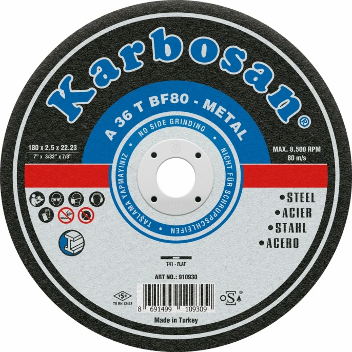 Диск отрезной по металлу 180х2.5х22 мм Karbosan KAR-910930