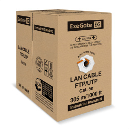 Кабель ExeGate FUTP4-C5e-CCA-S24-IN-LSZH-OR-305 FTP 4 пары кат.5e CCA, 0.51мм (24AWG), экран, 305м, оранжевый, LSZH EX300624RUS
