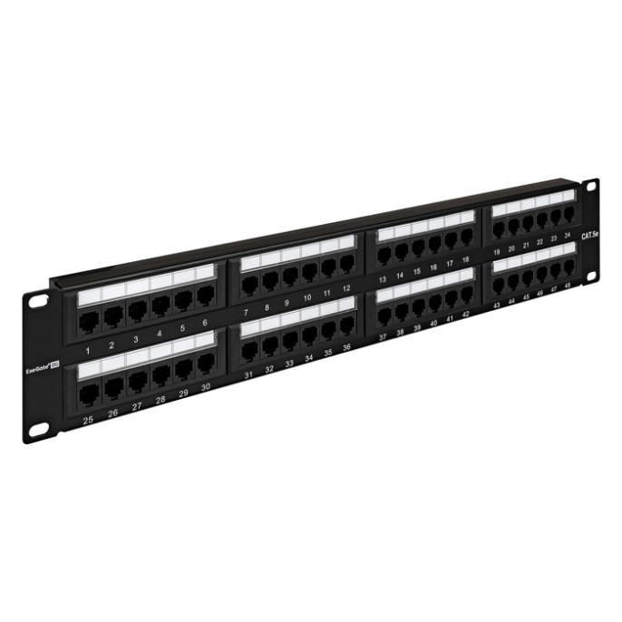 Патч-панель ExeGate EPP3-19-48-8P8C-C5e-110D (19", UTP, 48 port, cat.5e, KRONE&110(dual IDC), 2U, RoHS, Black, RTL) EX256753RUS