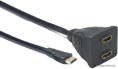 Разветвитель HDMI Cablexpert DSP-2PH4-002, HD19F/2x19F, 1 компьютер 2 монитора, пассивный, Full-HD, 3D, 1.4v
