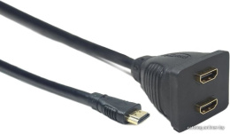 Разветвитель HDMI Cablexpert DSP-2PH4-002, HD19F/2x19F, 1 компьютер 2 монитора, пассивный, Full-HD, 3D, 1.4v