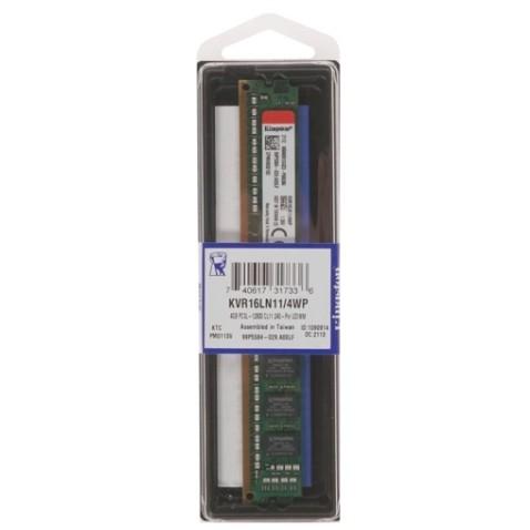 Оперативная память Kingston Valueram KVR16LN11/4WP DDR3L -  1x 4ГБ 1600МГц, DIMM,  Ret