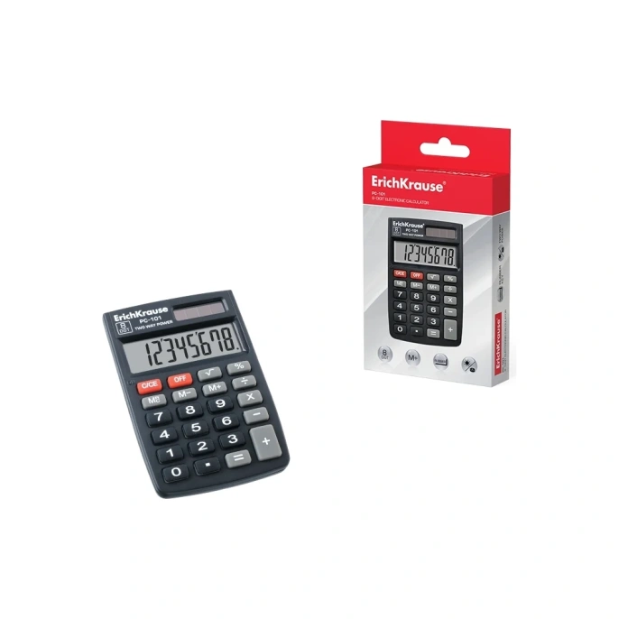 Калькулятор ErichKrause карманный 8-разрядов PC-101 Классика, черный 40101