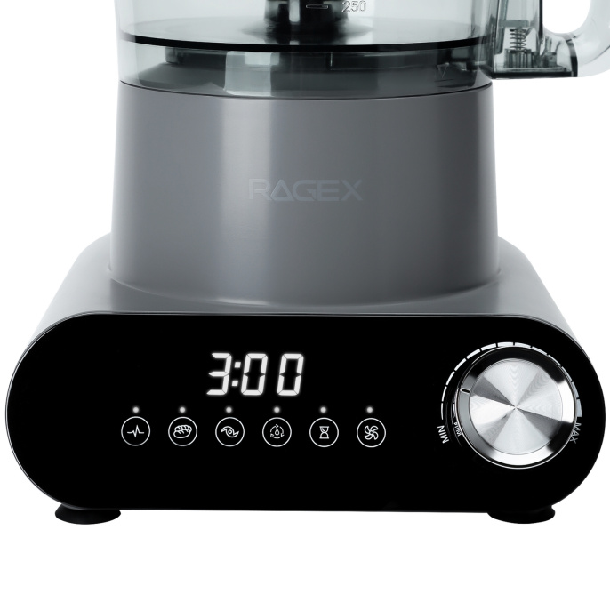 Кухонный комбайн RAGEX R111-200 6 в 1, 2.5 литра, 11 скоростей, 1200 Вт, темно-серый