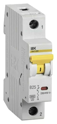 Выключатель автоматический IEK MVA31-1-025-B 25A тип B 6kA 1П 230В 1мод белый (упак.:1шт)