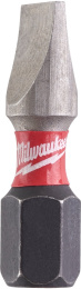 Бита Milwaukee Shockwave SL1.2x6.5 25мм 2шт 4932430903 для использования с ударными шуруповертами, закаленная лазером, геометрия Shock Zone, конструкционная сталь