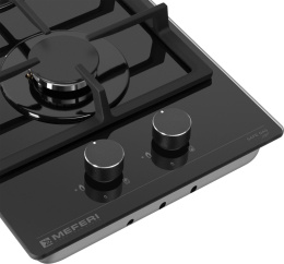Газовая варочная панель MEFERI Glass Light MGH302,  2 конфорки,  закаленное стекло,  черный