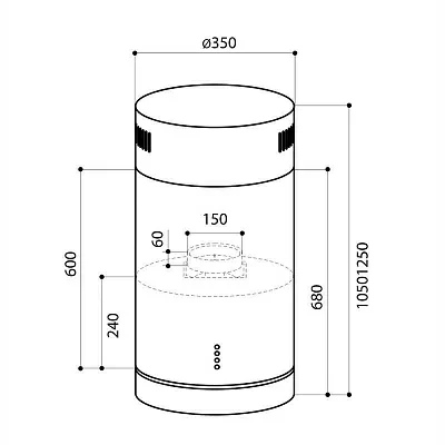 Вытяжка каминная Lex Tubo Isola 350 INOX нержавеющая сталь управление: кнопочное (1 мотор) CHAT000023