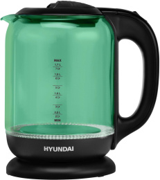 Чайник электрический Hyundai HYK-G2807 1.7л. 2200Вт бирюзовый/черный корпус: стекло