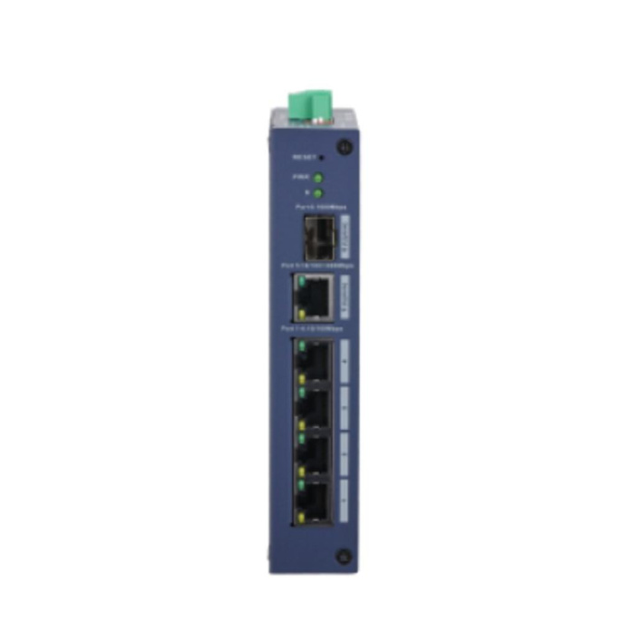 DAHUA DH-CHS4106-4ET 6-портовый коммутатор управляемый 4 RJ45 10/100Мбит/с, 1 RJ45 10/100/1000Мбит/с uplink , 1 SFP 1000Мбит/с uplink IP30, IK06; DIN-рейку