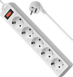 Сетевой фильтр Defender ES 1.8м ( 5 розеток ) 99481 White
