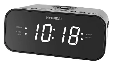 Радиобудильник Hyundai H-RCL221 черный LCD подсв:белая часы:цифровые FM