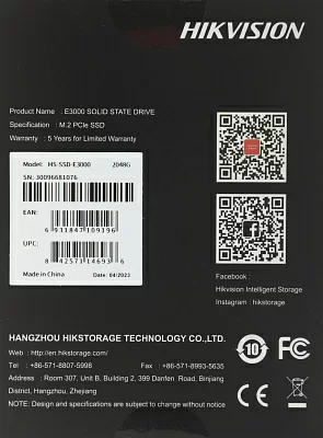 Накопитель SSD Hikvision PCI-E 3.0 x4 2Tb HS-SSD-E3000/2048G M.2 2280