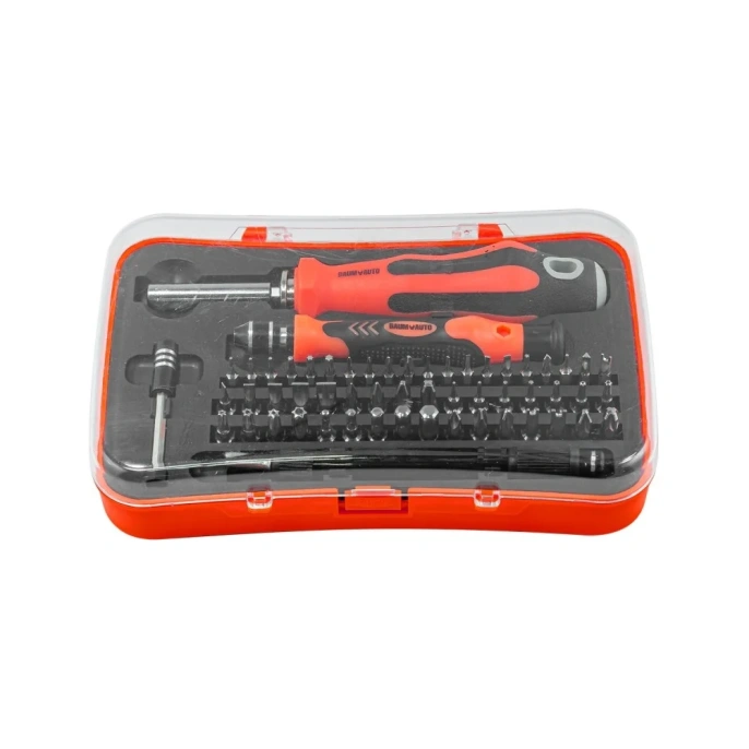 Набор многоцелевых отверток BaumAuto с удлинителем и набором бит для точных работ t, th, h, sl, ph, pz, спец. биты, в футляре, 57 предметов BM-30311157(18454)