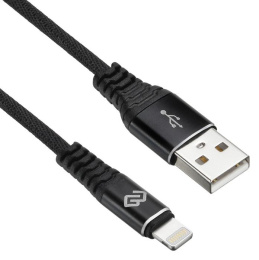 Кабель Digma Lightning (m) -  USB (m),  2м,  2A,  черный [light-2m-braided-blk]