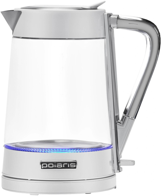 Чайник электрический Polaris PWK 1715 CGL 1.7л. 2200Вт белый корпус: стекло/металл