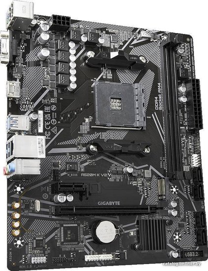 Материнская плата Gigabyte A520M K V2 Soc-AM4 AMD A520 2xDDR4 mATX AC`97 8ch 7.1 GbLAN RAID+VGA+HDMI