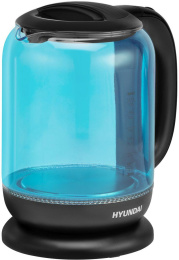 Чайник электрический Hyundai HYK-G2806 1.7л. 2200Вт голубой/черный корпус: стекло