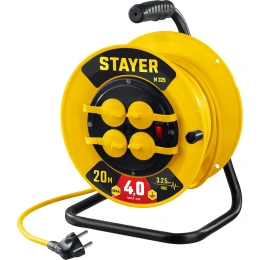 Силовой удлинитель на катушке STAYER ПВС 3x2.5 20м 4000Вт ip44 55064-20