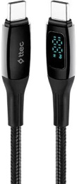 Кабель зарядный и дата TTEC AlumiCable LCD USB-C – USB-C 100W PD/QC Fast Charging&Data Cable. Длина: 150 см. Цвет: черный (2DK57S)