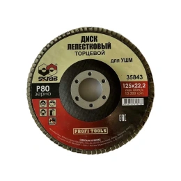 Круг лепестковый плоский (10 шт; 125х22 мм; Р80) SKRAB 35843