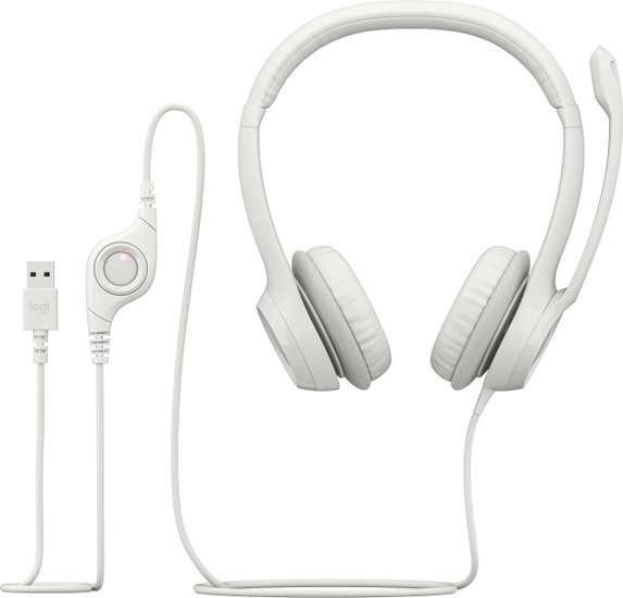 Офисная гарнитура Logitech H390 (белый) накладные, для общения, 20-20000 Гц, кабель 1.9 м 981-001288/981-001286