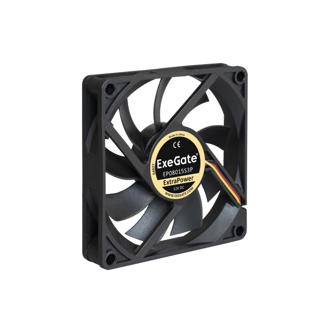 Вентилятор 12В DC ExeGate ExtraPower EP08015S3P 80x80x15 мм, Sleeve bearing подшипник скольжения , 3pin, 2500RPM, 25dBA EX283374RUS