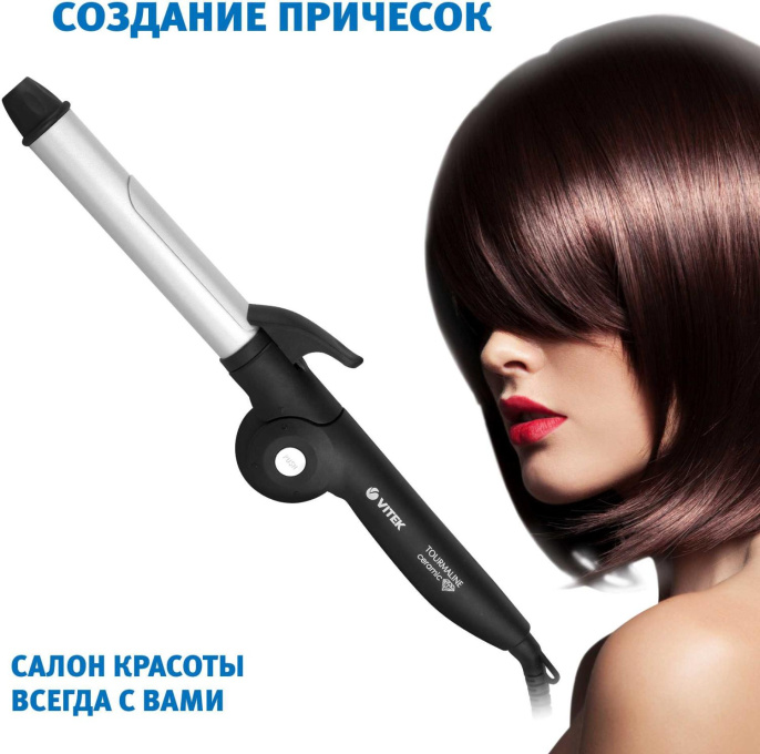 Щипцы Vitek 2522-VT-01 50Вт черный макс.темп.:180С покрытие:керамико-турмалиновое